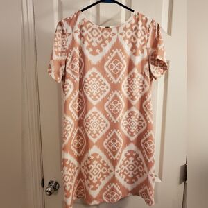 Lulu's midi shift dress Blush Pink White Lined Zipper Size Medium